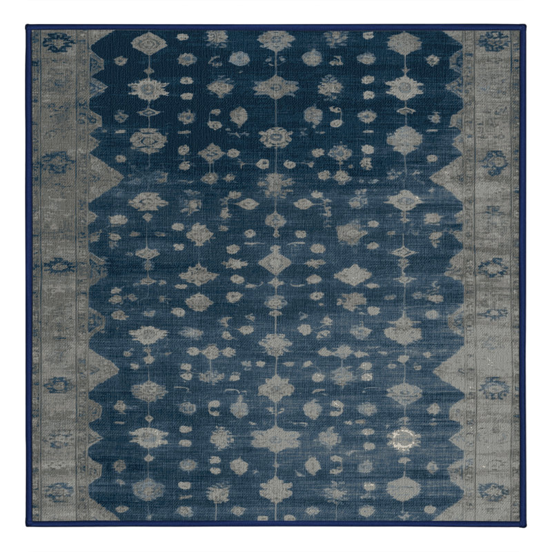 Machine Washable Overdyed Gray Area Rug, Square 5'