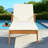 Acacia Wood Reclining Chaise Lounge with Wheels , 4-Position Adjustable Chair with White Cushion