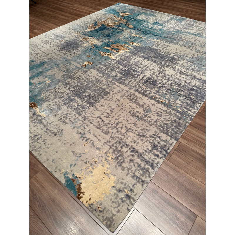 Tapis gris en laine noué à la main Original Original