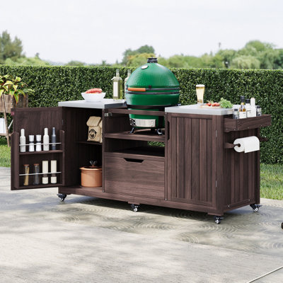 Chariot de cuisine pour îlot de cuisine en bois massif K&K