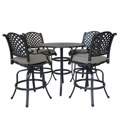 Ensemble de comptoir rembourré 5 pièces, table de comptoir ronde 42 po