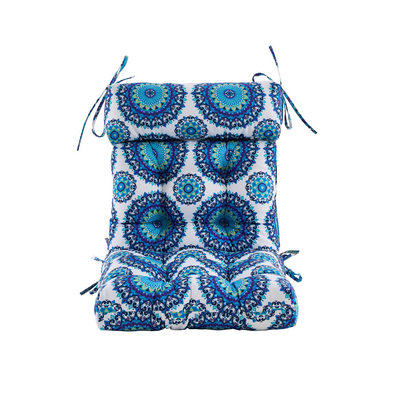 Outdoor 4'' Seat / Back Cushion, Blue/White