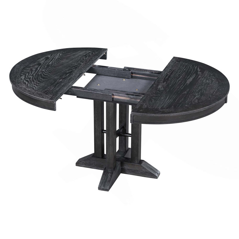 Table de salle à manger extensible de style campagnard pour la cuisine et la salle à manger avec bureau en panneau de fibres à densité moyenne et structure en bois d'hévéa pour soutenir les réunions de famille