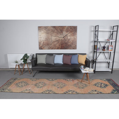 Handmade Vintage Turkish Runner Rug In Colorful Wool For Elegant Hallway Decor