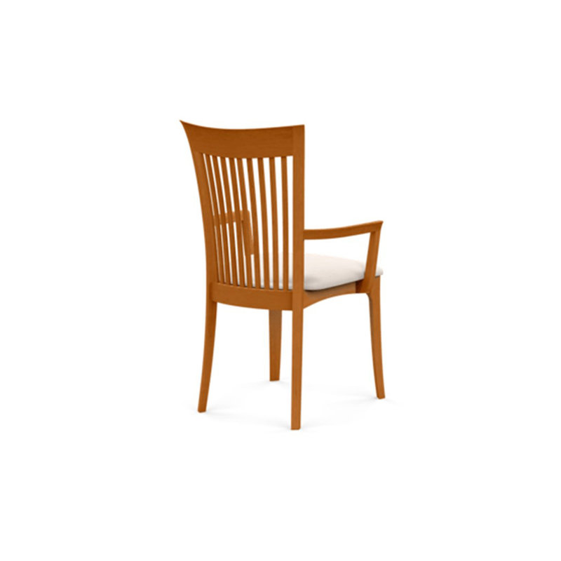 Sarah Upholstered Arm Chair, Natural Cherry, White Leather