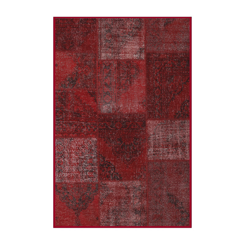 Tapis de zone rouge contemporaine, Rectangle 2 pi x 5 pi