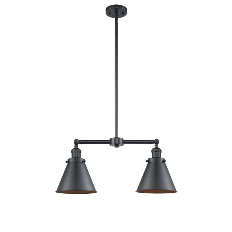 Lustre 2 lumières à abat-jour Donovan, Ampoule DEL 6 watts Vinage, Noir mat, Noir mat