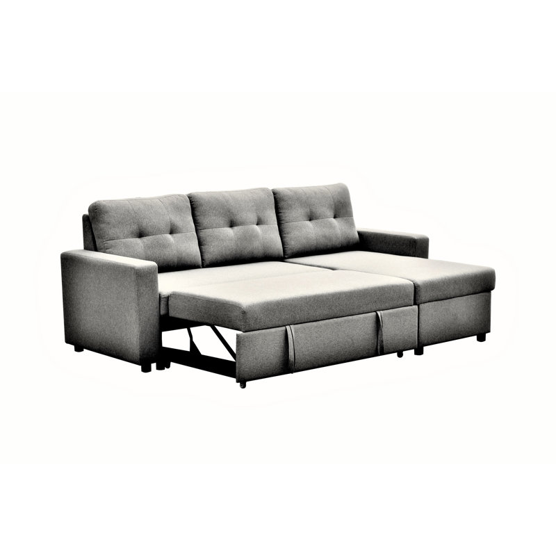 Stylish Grey Convertible Sectional Sleeper Bed, Saving Space For Small Areas, 3 Couch , Living Area, Gray Polyester