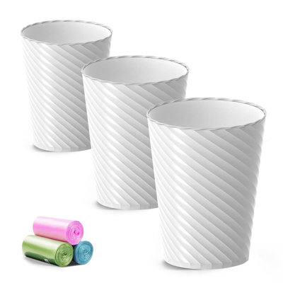 Poubelle de salle de bain, poubelle de 1,8 gallons avec sacs à ordures, poubelle de salle de bain, poubelle en plastique, poubelle ronde pour salon, chambre à coucher, bureau, cuisine, espace compact