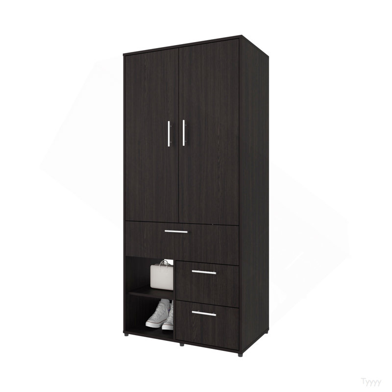 Armoire multi-rangements sans tringle en wengé avec tringle et tablette, Wengé