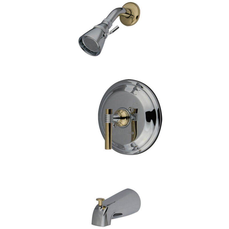 Kingston Brass Milano Single-Handle Pressure Balanced Tub and Shower Faucet, Trim Only, Polished Chrome/Polished Brass