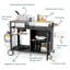 Chariot de gril extérieur mobile OuterMust avec friteuse au propane intégrée de 85 000 BTU et armoire de rangement, îlot de cuisine multifonctionnel en acier inoxydable conçu pour les barbecues, la cour, le patio et le camping