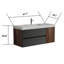 Meuble-lavabo mural 48 po avec lavabo et tiroirs noirs doux pour salle de bain moderne, sans drain ni robinet, pré-assemblé