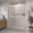 Catalyst 43"- 49" W x 76" H Double Sliding Frameless Shower Door in Brushed Gold with 3/8" Clear Glass-96391539