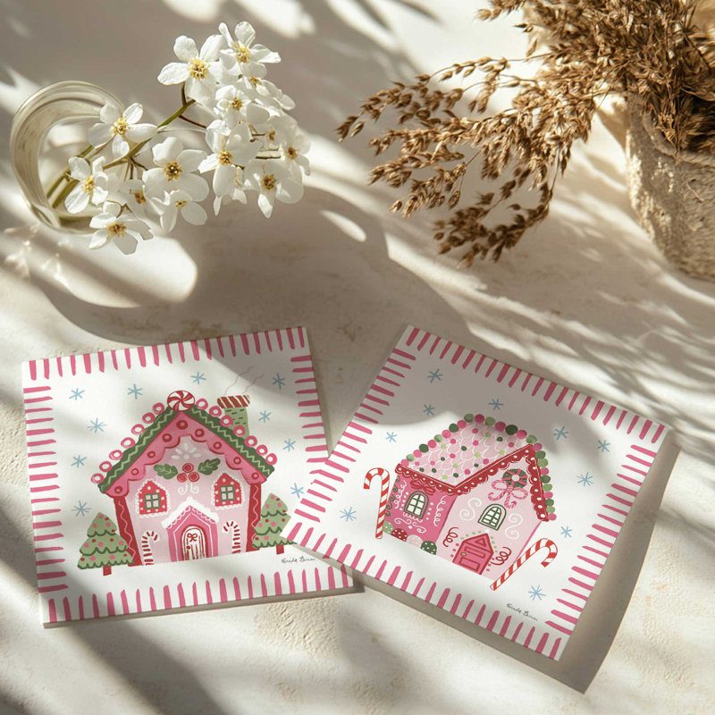 Ensemble de 2 estampes Ribboned Holiday, 12 po x 12 po, Sans cadre