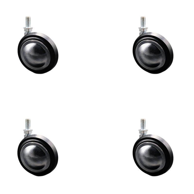 3 Inch Soft Tread Ball Caster – 3/8 Inch Threaded Stem–Set of 4, Bright Chrome