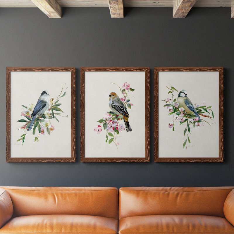 " Spring Song Blue Bird " 3 - Pieces, 20" H x 51" W x 1.5" D, Maple