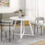 Ensemble de salle à manger 3 pièces, table à manger à tréteaux et 2 fauteuils bouclés-428989699-428989696