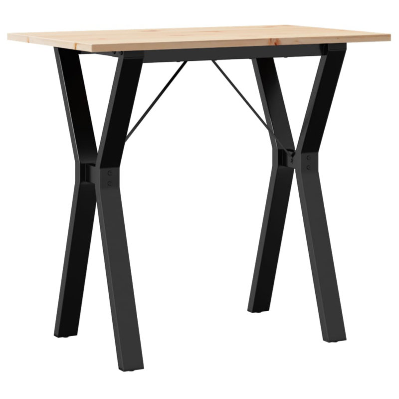 vidaXL Dining Table Y-Frame Solid Wood Pine and Steel, 75cm H x 80cm L x 50cm W