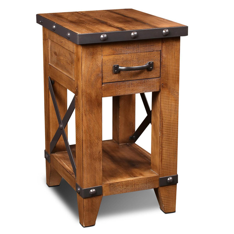 Table d'appoint 1 tiroir Larson, Brun