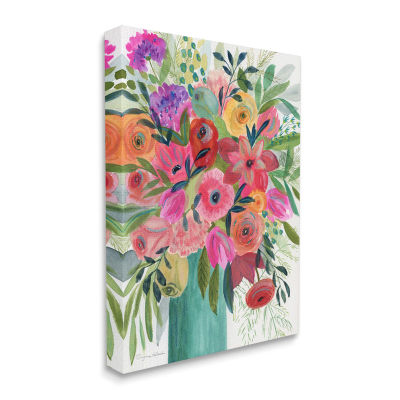«Au-792», toile «Bold Red & Pink Mixed Bouquet» sur toile par Suzanne Allard, peinture, H 48 po x l 36 po x P 1,5 po