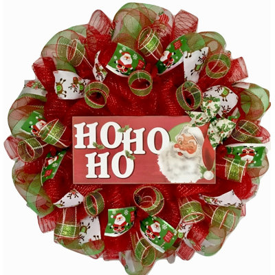 Christmas Wreath Ho Ho Ho with Jolly Santa