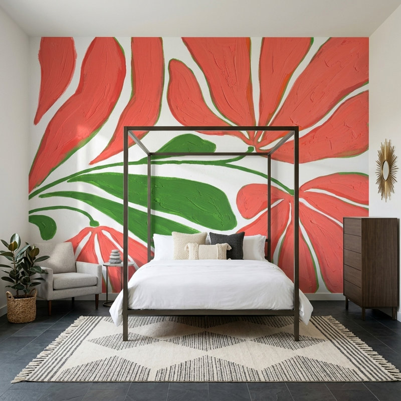 Décoration murale amovible sur fond blanc, Texturé non collé, 120 po x 96 po