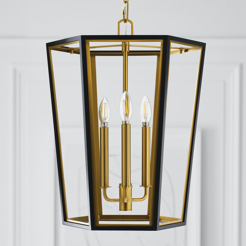 Curt 3 - Light Chandelier, Midnight Black/Burnished Brass