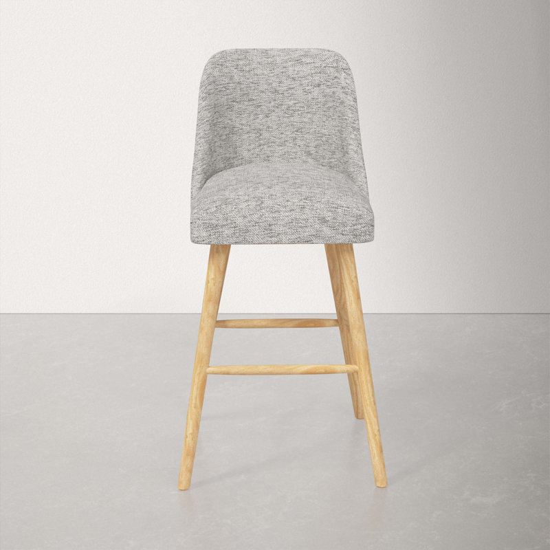 Tabouret Gallie, Tabouret de bar (siège d'une hauteur de 31 po), Bois naturel, Tweed Sustain® brume Milsap
