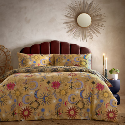 Ethereal Star Cotton Blend Abstract Duvet Cover Set with Pillowcases Included