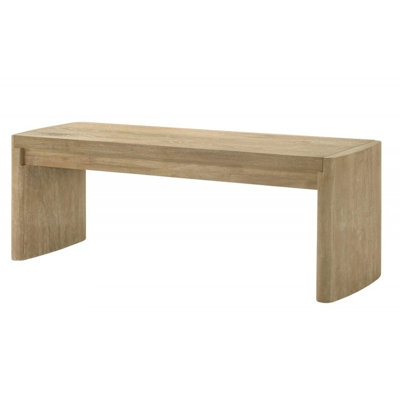 51 Inch Brown Oak Finish Wood Bench For Dining Room, Contemporary Style, Panel Legs, Rectangular Top, Seats Two, Crafted With Rubberwood And In Finish,