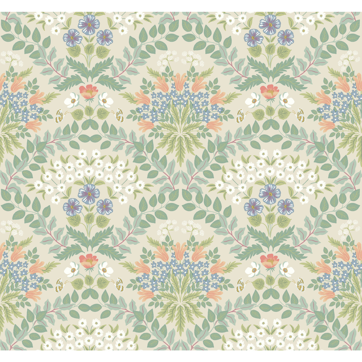Bramble Wallpaper Double Roll, Beige/Green