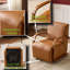 Fauteuil de détente pour une personne, fauteuil d'appoint pivotant, brun