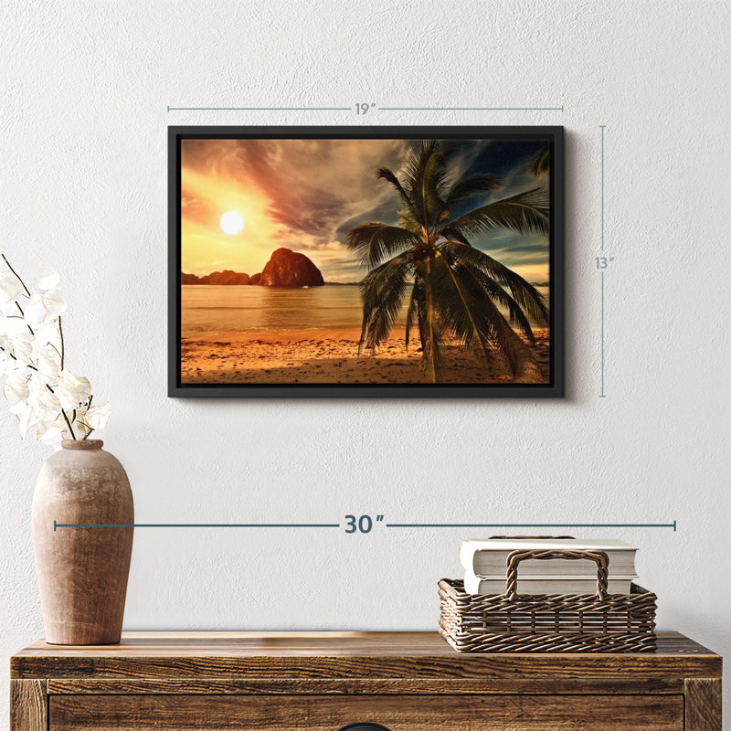 «Hot Beach Sunset Wall Art», H 19 po x l 13 po