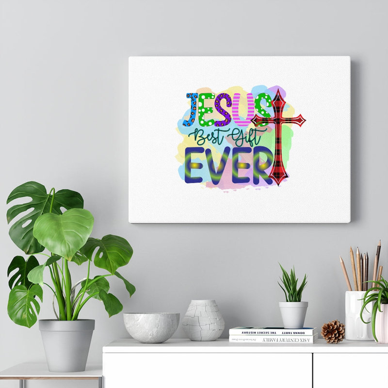 Jesus Best Gift Ever Cross - Wrapped Canvas Print, 46cm H x 61cm W x 3cm D