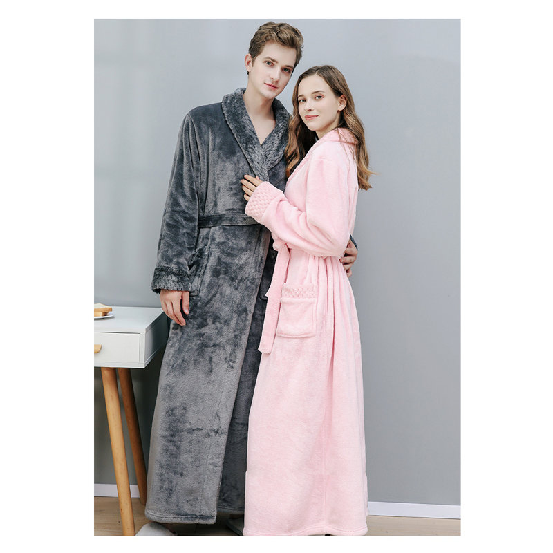 Peignoir en molleton avec poches et capuche, M, Rose, Oui