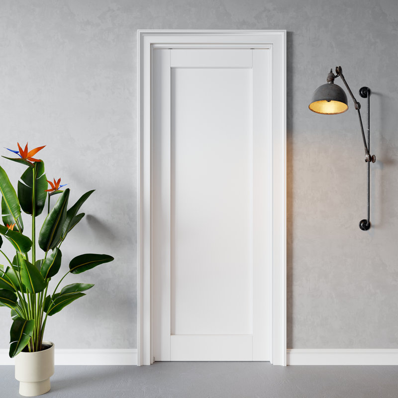 Interior Sliding Pocket Door Solid Core White Primed 1-Panelled Sliding Door With Soft-Close And Frame For Bedroom & Living Room