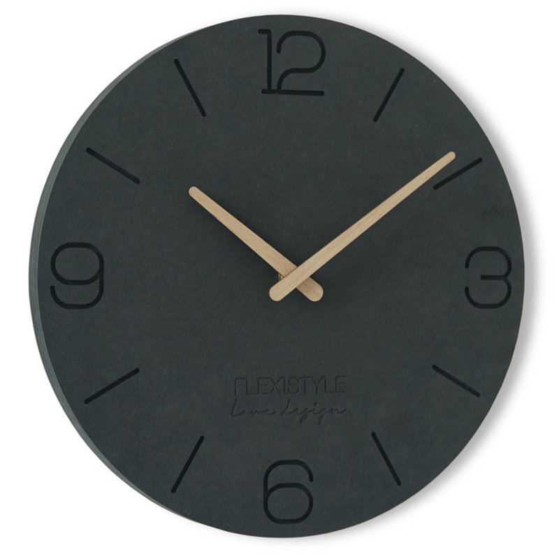 Eko Solid Wood Wall Clock, Matte Black