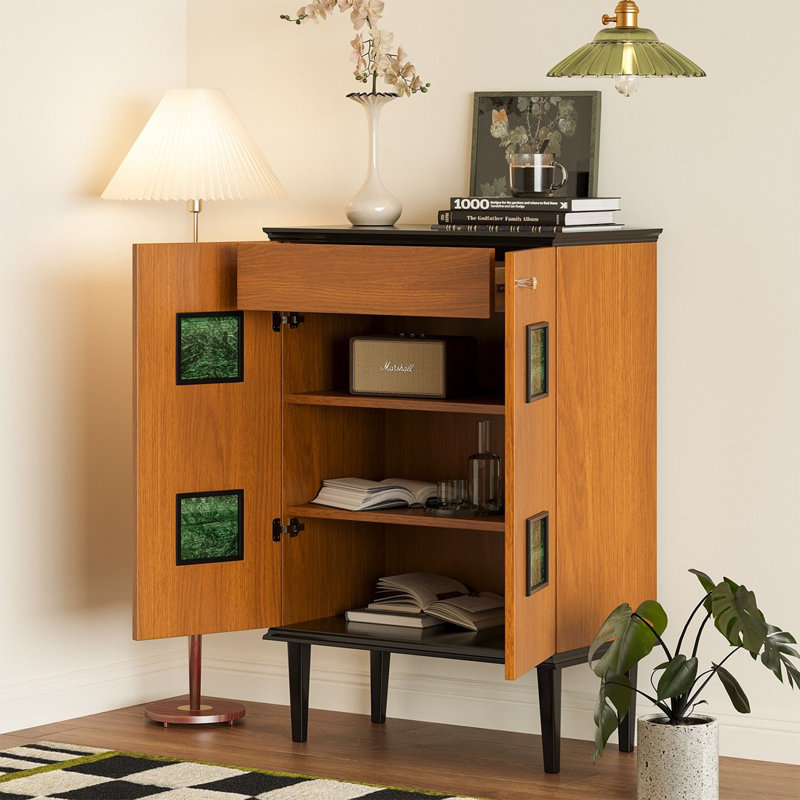 Spacious Storage Cabinet with Oak Legs