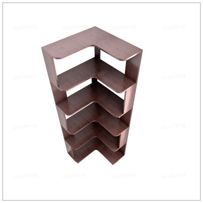Bibliothèque de coin autoportante en forme de L à 6 niveaux, en bois avec panneaux anti-chute et dispositif anti-basculement pour bureau à domicile