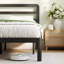 Lit plateforme en métal noir très grand Kynnleigh de 18 po avec tête de lit moderne, support en acier robuste, rangement sous le lit, aucun sommier tapissier requis-56013700-19330559