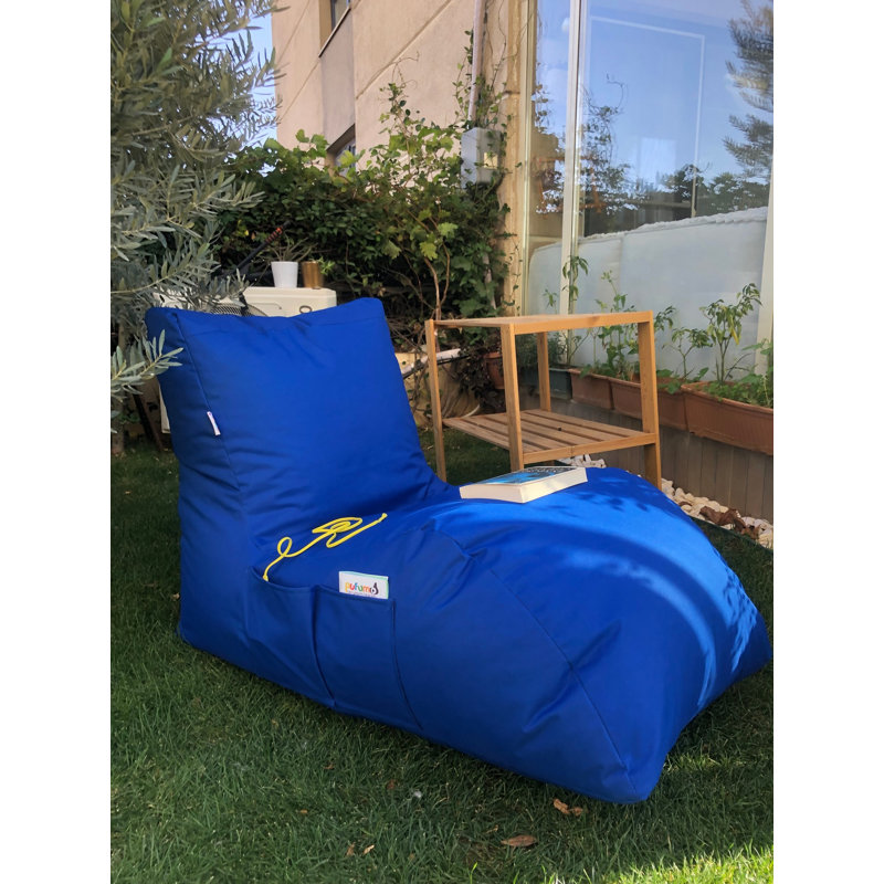 Fauteuil à billes bleu confortable, 23,6 po x 29,5 po x 43,3 po | 100% polyester avec tissu imperméable | Housse zippée amovible | Rempli de billes EPS recyclées | Parfait pour les espaces de vie modernes et relaxants
