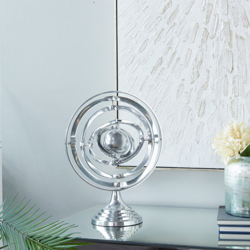 Adylin Aluminum Metal Compass Educational Globe, Silver