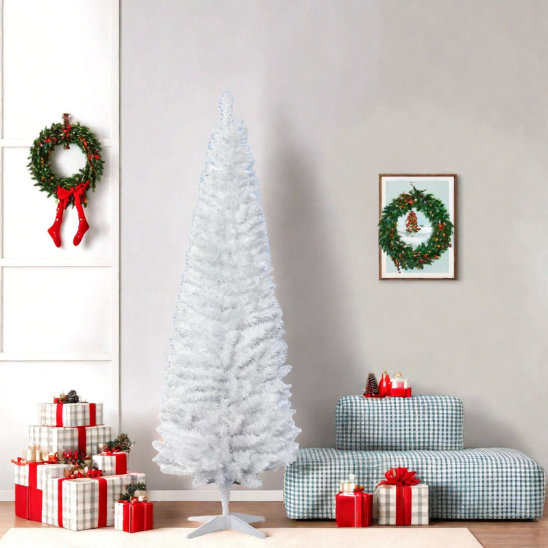 Arbres de Noël modernes et minces, conception en plastique blanc pour petits espaces
