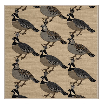 Washable California Quail Birds Area Rug