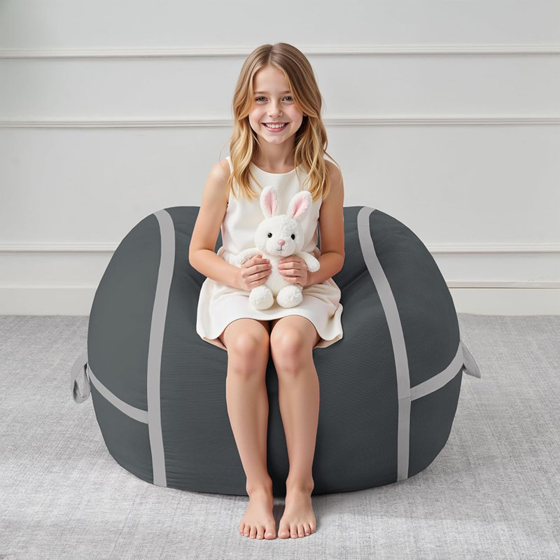Bean Bag Chair - Dusty Grey & Light Grey - 2FT, Memory Foam Filling, Small Size, Portable Handle, Comfy Sofa For Living Room, Bedroom, And Reading Room
