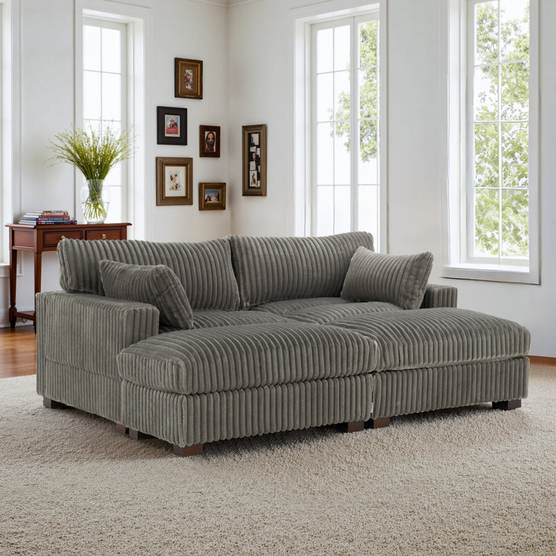 4-Piece Flannel Sectional Sofa