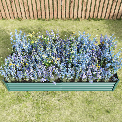 Lit de jardin surélevé en métal 7,6 pi x 3,7 pi x 0,98 pi - pour la plantation de fleurs, de légumes et d'herbes, assemblage rapide, légumes rouille, installation rapide, antirouille