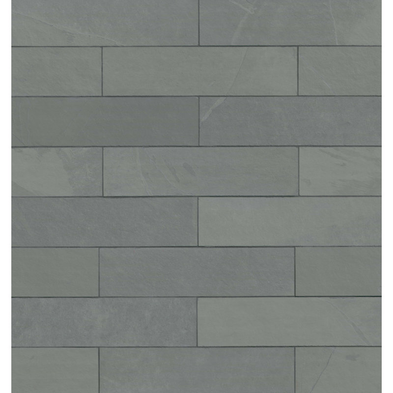 Gray slate tile in a running bond pattern