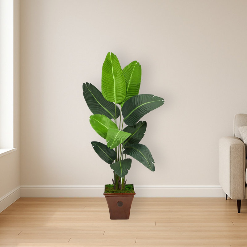 Travelers Palm Artificial Tree in Brown Planter